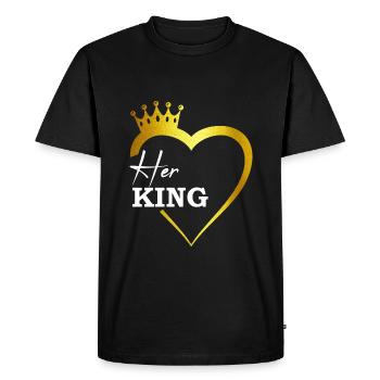 Her King gold King Queen Couple Outfit - Men's Premium Organic T-Shirt - black - Front - Nico (187cm)
