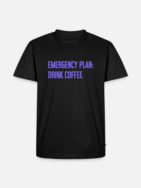 Kaffee-Notfallplan - Männer Premium Bio T-Shirt - Schwarz