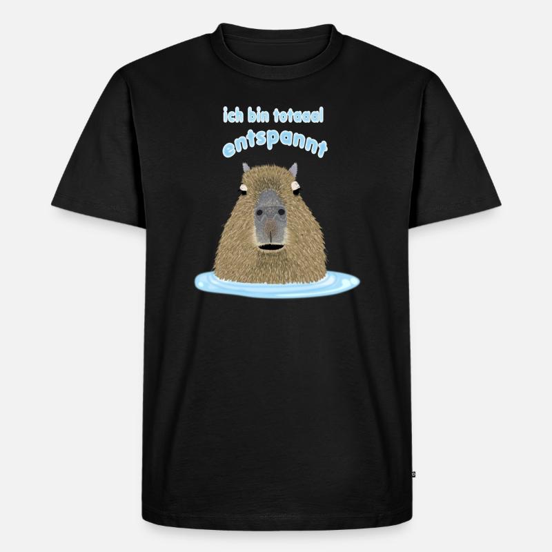 Capybara - ich bin total entspannt - Männer Premium Bio T-Shirt - Schwarz