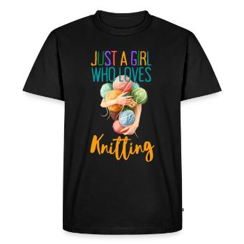 JUST A GIRL WHO LOVES KNITTING - Men's Premium Organic T-Shirt - black - Front - Nico (187cm)