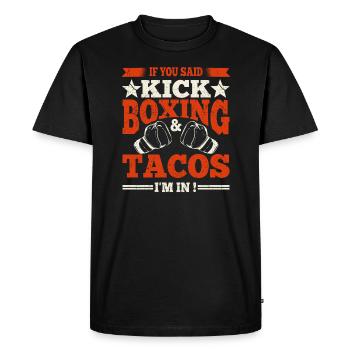 Kickboxer Quote Kickboxing And Tacos Boxing Gloves - Men's Premium Organic T-Shirt - black - Front - Nico (187cm)