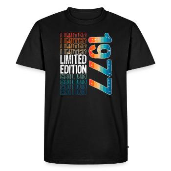 Limited Edition Since 1977 Birthday Vintage 1977 - Men's Premium Organic T-Shirt - black - Front - Nico (187cm)
