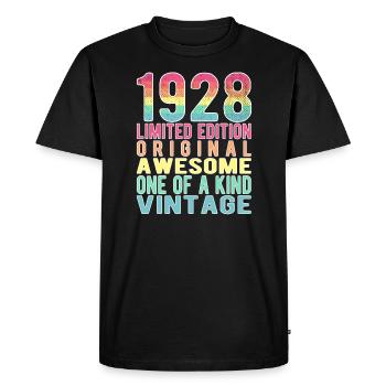 Limited Edition Since 1928 Birthday Vintage 1928 - Men's Premium Organic T-Shirt - black - Front - Nico (187cm)