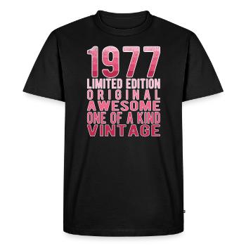 Limited Edition Since 1977 Birthday Vintage 1977 - Men's Premium Organic T-Shirt - black - Front - Nico (187cm)