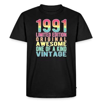 Edition limitée depuis 1991 Anniversaire Millésime 1991 - T-shirt Premium bio Homme - noir - Devant - Nico (187cm)