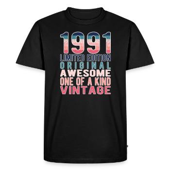 Edition limitée depuis 1991 Anniversaire Millésime 1991 - T-shirt Premium bio Homme - noir - Devant - Nico (187cm)