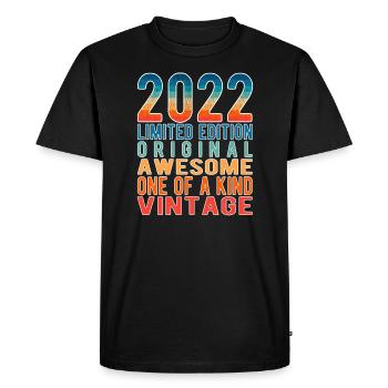Edition limitée depuis 2022 Anniversaire Millésime 2022 - T-shirt Premium bio Homme - noir - Devant - Nico (187cm)