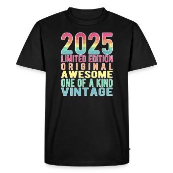 Edition limitée depuis 2025 Anniversaire Millésime 2025 - T-shirt Premium bio Homme - noir - Devant - Nico (187cm)
