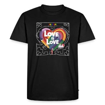 Mois de la fierté - Love is Love - Communauté LGBTQ+ - T-shirt Premium bio Homme - noir - Devant - Nico (187cm)