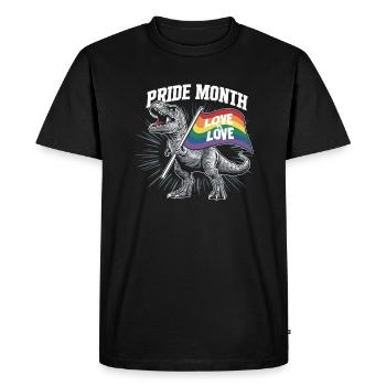 Mois de la fierté - Love is Love - Communauté LGBTQ+ - T-shirt Premium bio Homme - noir - Devant - Nico (187cm)