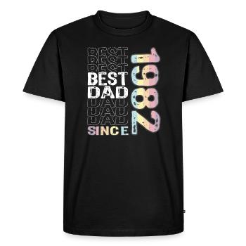 Best dad in the world since 1982 Father's Day - Men's Premium Organic T-Shirt - black - Front - Nico (187cm)