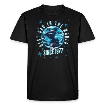 Best dad in the world since 1977 Father's Day - Men's Premium Organic T-Shirt - black - Front - Nico (187cm)