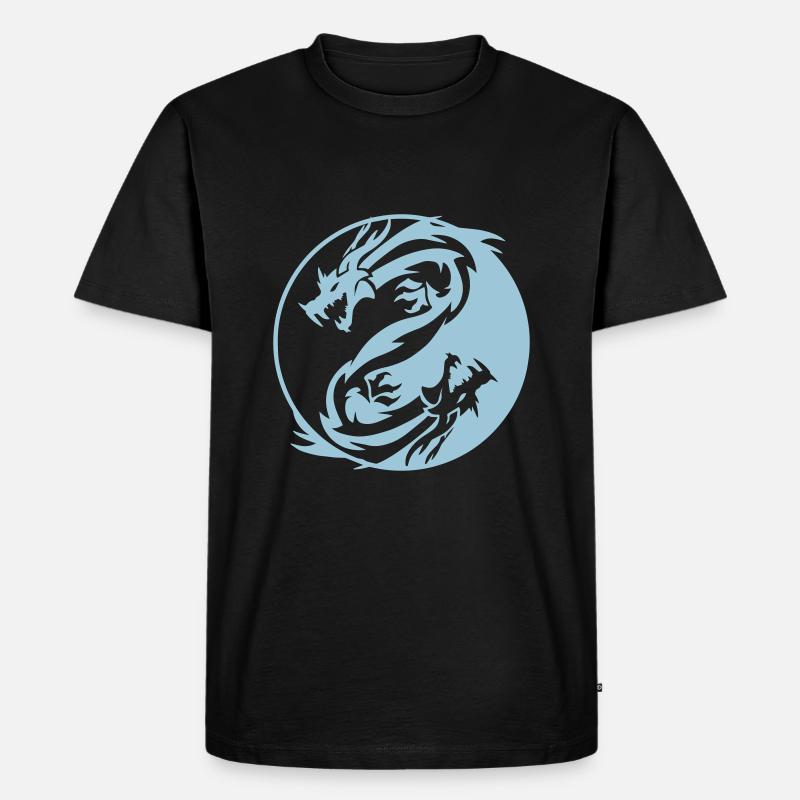 Yin Yang Drachen - Männer Premium Bio T-Shirt - Schwarz