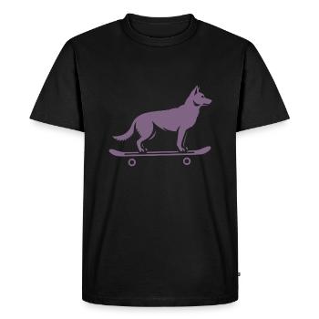 Dog Shepherd Skateboard Skateboarder - Men's Premium Organic T-Shirt - black - Front - Nico (187cm)