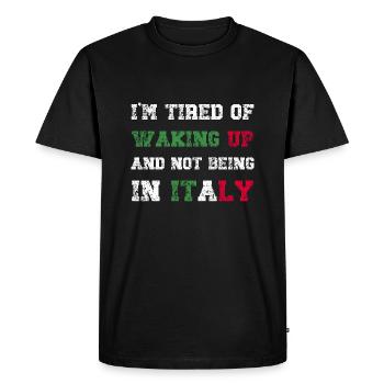 J’en ai marre de me réveiller et de ne pas être en Italie - T-shirt Premium bio Homme - noir - Devant - Nico (187cm)