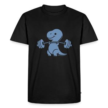 T-Rex avec entraînement avec haltères - T-shirt Premium bio Homme - noir - Devant - Nico (187cm)