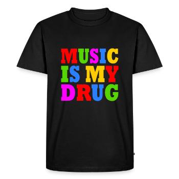 music is my drug - Men's Premium Organic T-Shirt - black - Front - Nico (187cm)