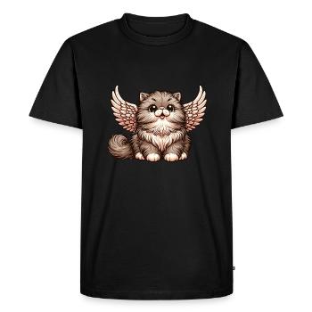 Chat persan ange fourrure moelleuse - T-shirt Premium bio Homme - noir - Devant - Nico (187cm)