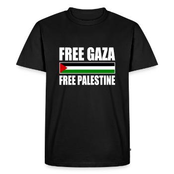 Free palestine free gaza - T-shirt Premium bio Homme - noir - Devant - Nico (187cm)