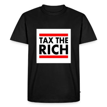 Tax the rich - Männer Premium Bio T-Shirt - Schwarz - Vorne - Nico (187cm)