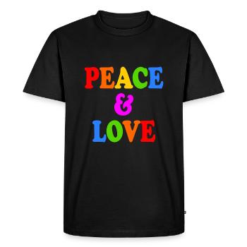 Peace and love - T-shirt Premium bio Homme - noir - Devant - Nico (187cm)