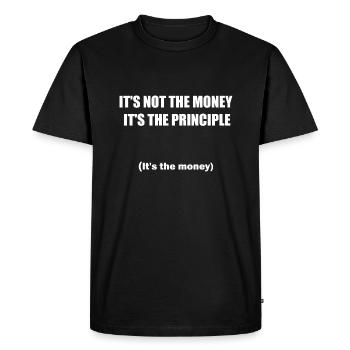 Pas l’argent - Principe (Argent!) - T-shirt Premium bio Homme - noir - Devant - Nico (187cm)
