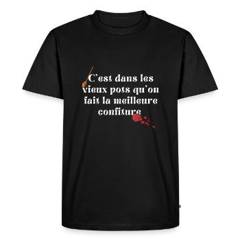 C'est dans les vieux pots - T-shirt Premium bio Homme - noir - Devant - Nico (187cm)