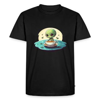 Green Alien Coffee Coffee Drinker - Men's Premium Organic T-Shirt - black - Front - Nico (187cm)
