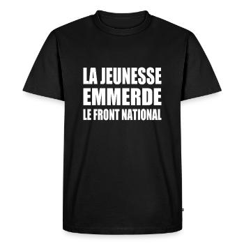la jeunesse emmerde le front national - T-shirt Premium bio Homme - noir - Devant - Nico (187cm)