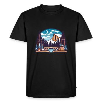 Yosemite Camping USA Wooden Cabin Mountains Ski Camp Fire - Men's Premium Organic T-Shirt - black - Front - Nico (187cm)