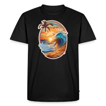 Beach and wave - Men's Premium Organic T-Shirt - black - Front - Nico (187cm)