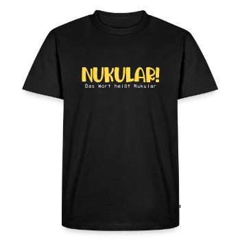 Nukular das Wort heißt Nukular - Männer Premium Bio T-Shirt - Schwarz - Vorne - Nico (187cm)