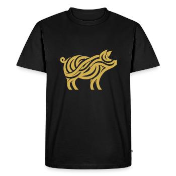 Art animalier minimaliste de silhouette de cochon - T-shirt Premium bio Homme - noir - Devant - Nico (187cm)