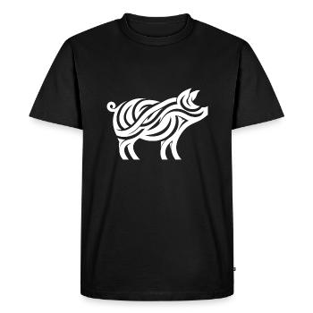 Art animalier minimaliste de silhouette de cochon - T-shirt Premium bio Homme - noir - Devant - Nico (187cm)