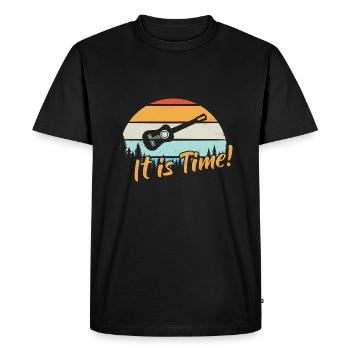 Il est temps / Guitare - T-shirt Premium bio Homme - noir - Devant - Nico (187cm)