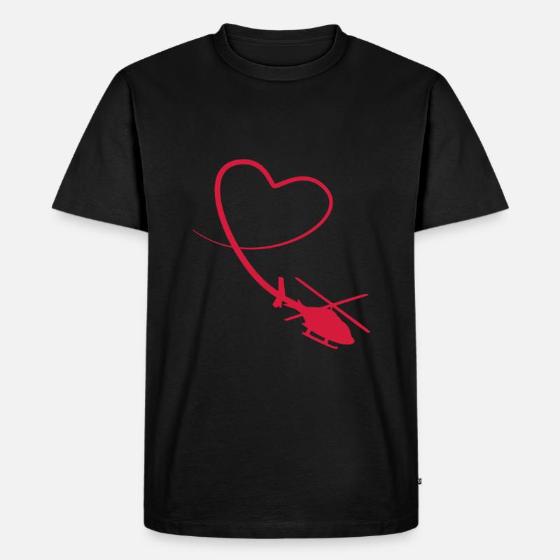 Hubschrauber Liebe Herz Looping - Männer Premium Bio T-Shirt - Schwarz