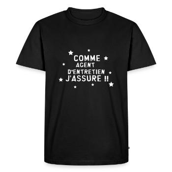 Agent d'Entretien / Ménage / Nettoyer / Propreté - T-shirt Premium bio Homme - noir - Devant - Nico (187cm)