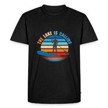 Standup paddling The lake is calling - Men's Premium Organic T-Shirt - black - Front - Nico (187cm)