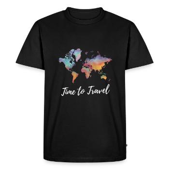 Heure de voyager Fernweh Weltkarte Batik Weltreise - T-shirt Premium bio Homme - noir - Devant - Nico (187cm)