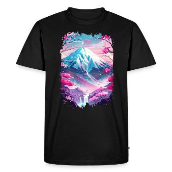 Retro Japanese Aaesthetic Landscape - Men's Premium Organic T-Shirt - black - Front - Nico (187cm)