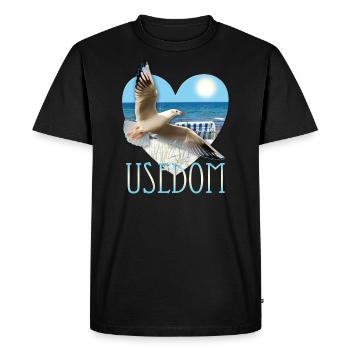 J'aime Usedom - Seagull Baltique lac de l'île - T-shirt Premium bio Homme - noir - Devant - Nico (187cm)