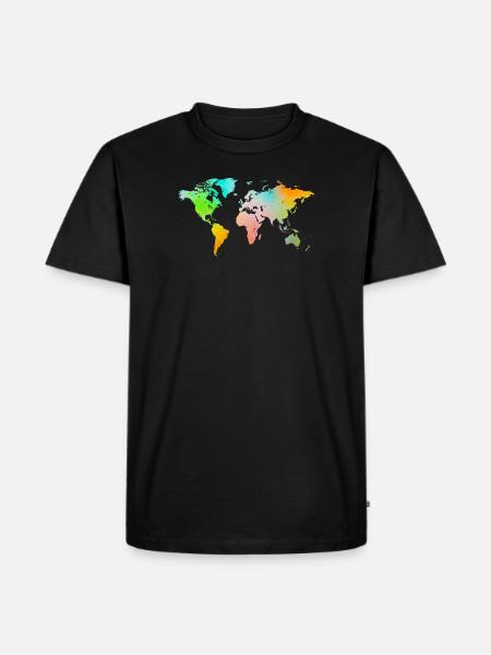 Spray Paint World Map - Men's Premium Organic T-Shirt - black