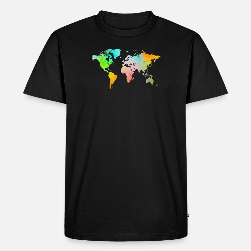 Spray Paint World Map - Men's Premium Organic T-Shirt - black