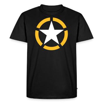 AVM STAR BLANC JAUNE 5 COUPE v002 - T-shirt Premium bio Homme - noir - Devant - Nico (187cm)