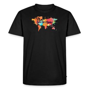 Let's Go Again Watercolor World Map - Men's Premium Organic T-Shirt - black - Front - Nico (187cm)