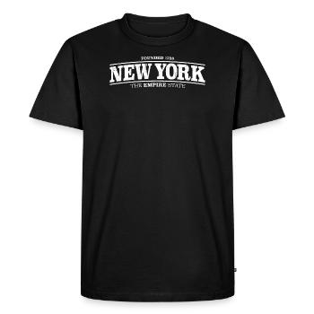 Sweat à capuche Vintage de l’État de New York avec Type en détresse - T-shirt Premium bio Homme - noir - Devant - Nico (187cm)
