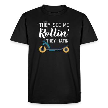 They See Me Rollin Scooter - Men's Premium Organic T-Shirt - black - Front - Nico (187cm)
