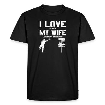 J’aime ma femme Disc Golf Drôle Frisbee - T-shirt Premium bio Homme - noir - Devant - Nico (187cm)