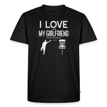 J’aime ma petite amie Disc Golf Drôle Frisbee - T-shirt Premium bio Homme - noir - Devant - Nico (187cm)
