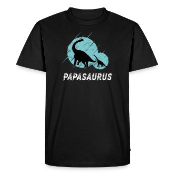 Papasaurus Brontosaurus father and son Dino - Men's Premium Organic T-Shirt - black - Front - Nico (187cm)